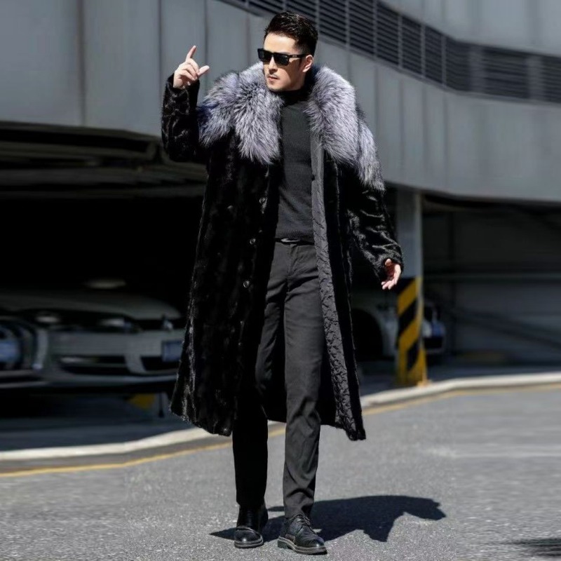 Winter Clothing Brands - Heren Faux Nertsenjas Winter Lange Bontjas