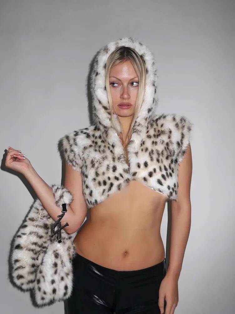 Winter Clothing Taiwan - 2026 Sexy Luipaardprint Capuchon Korte Harige