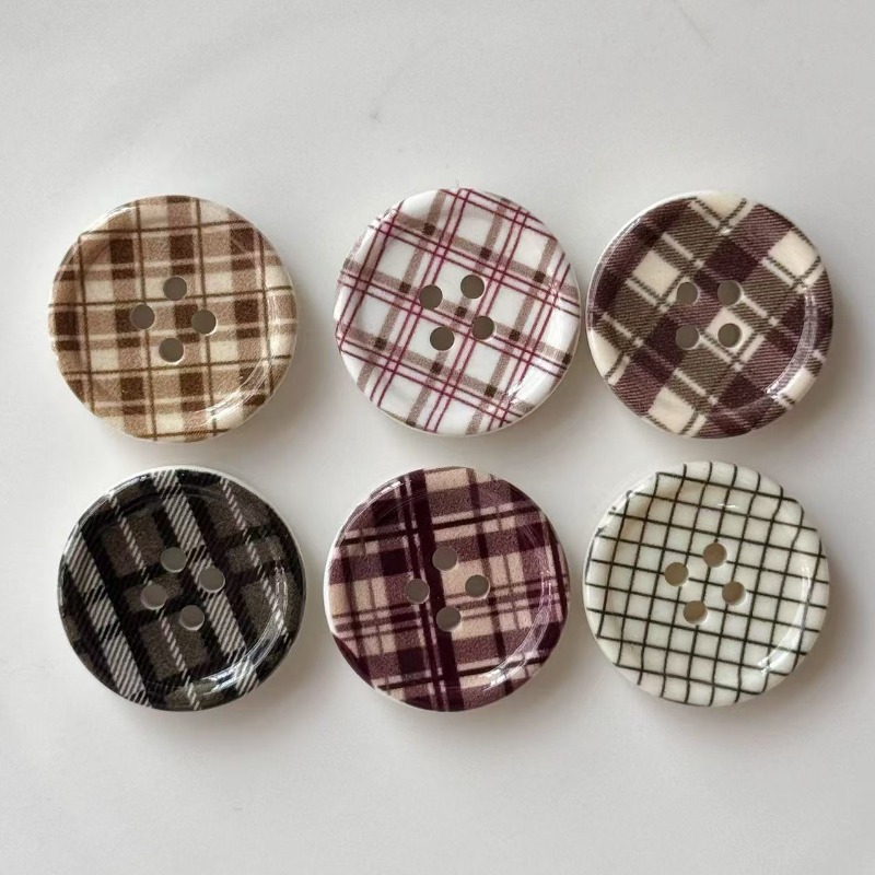 Winter Clothing Material - 10st gekleurde geruite ronde knoppen, handgemaakte
