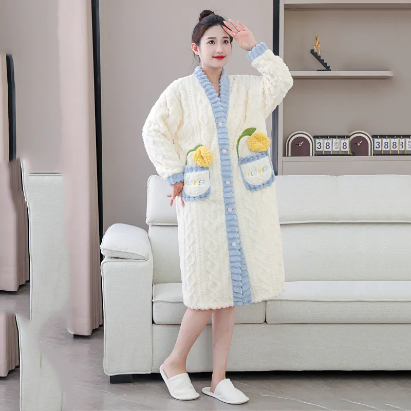 Winter Clothing Affordable - Nachtjapon Winter Dameskleding Verdikt Gewatteerd Thuis