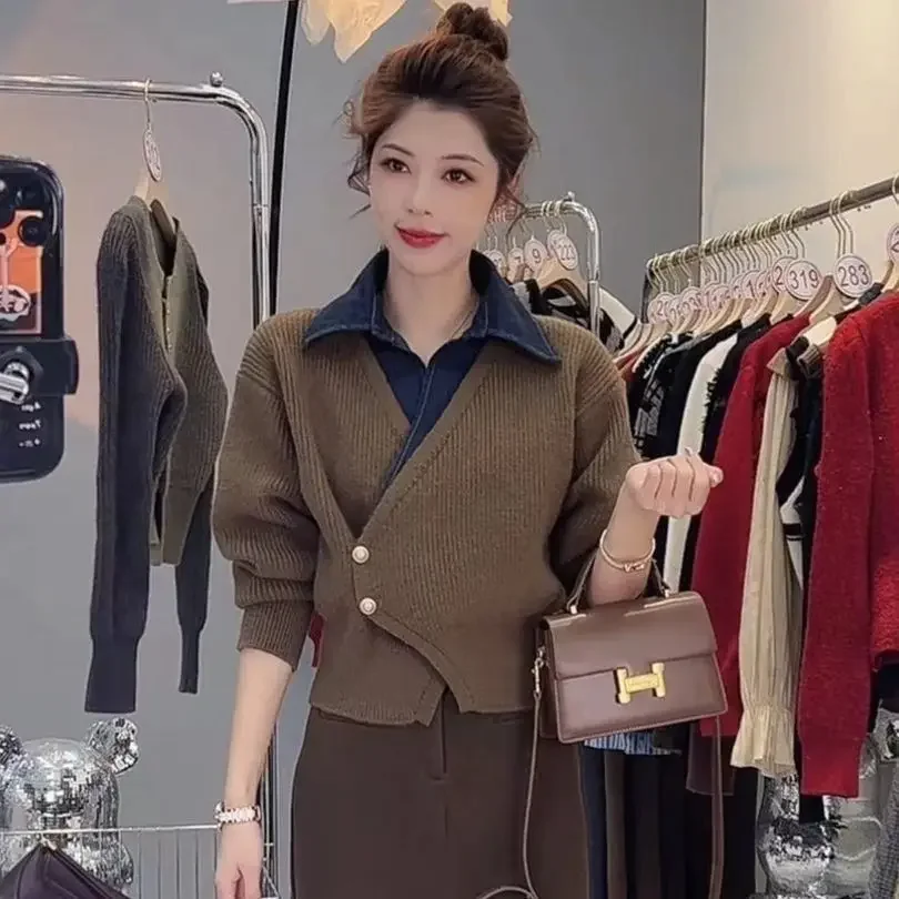 Winter Clothing Offer - Dames Poloshirts Gebreide Baggy Pendelen Tops