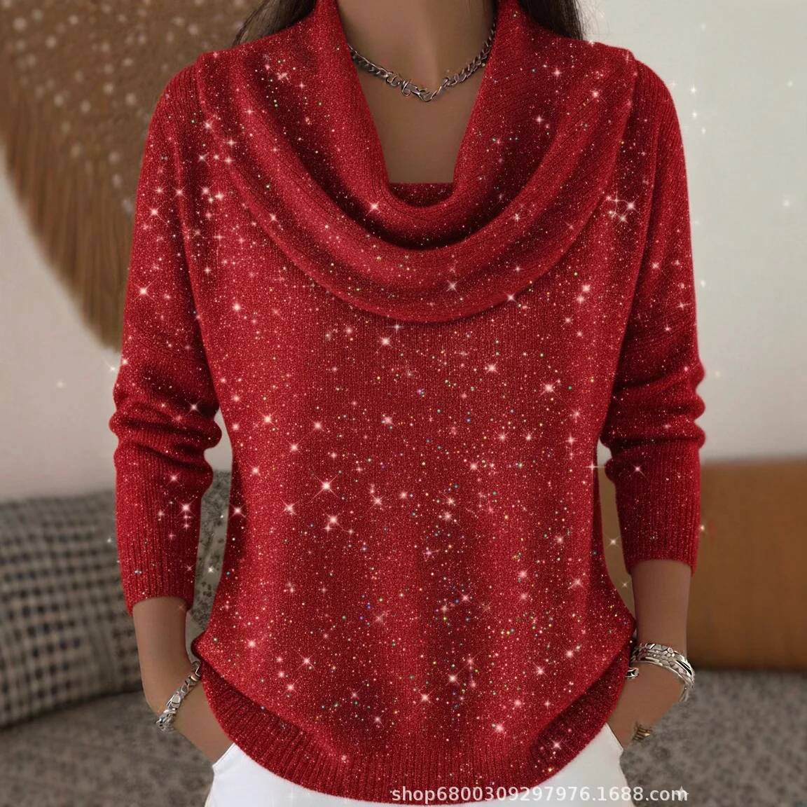 Winter Clothing Taiwan - Mode-pailletten gebreide trui voor dames Casual