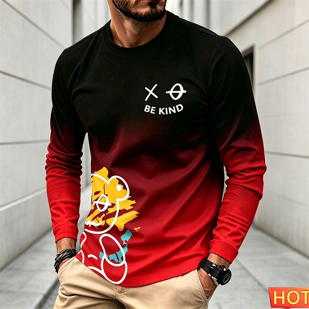 Winter Sun Clothing - Heren herfst-winter casual langarm T-shirt met