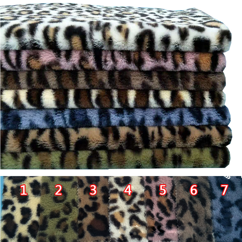 Winter Clothing Material - Pluche luipaardprint stof, dikke gebreide stof,